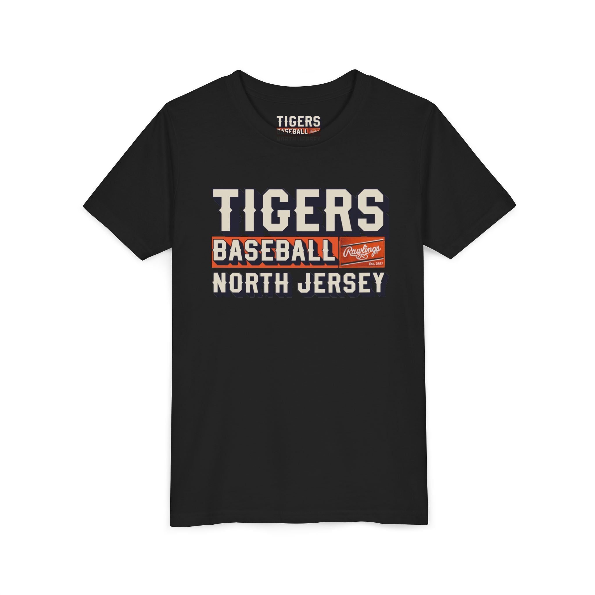 Tigers Baseball Youth Tee — North Jersey (Back: "Tigers Players Have the Prettiest Moms")