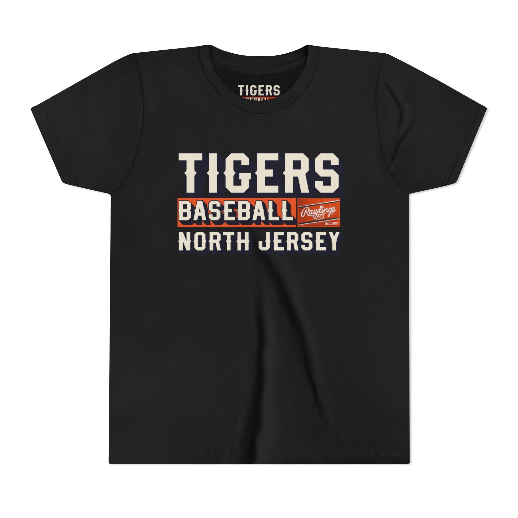 Tigers Baseball Youth Tee — North Jersey (Back: "Tigers Players Have the Prettiest Moms")