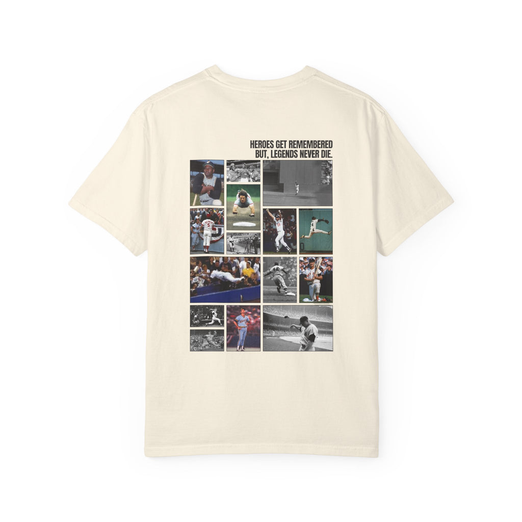 Sports Tribute T‑Shirt – "Heroes Get Remembered, Legends Never Die" Collage